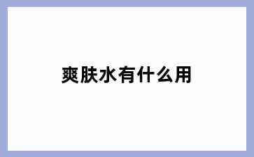 爽肤水有什么用