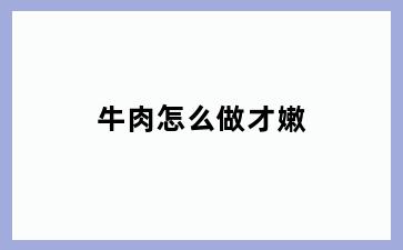 牛肉怎么做才嫩