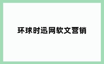 环球时迅网软文营销