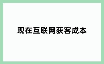 现在互联网获客成本