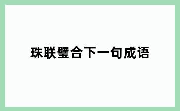 珠联璧合下一句成语
