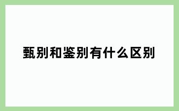 甄别和鉴别有什么区别