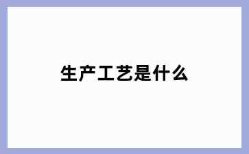 生产工艺是什么