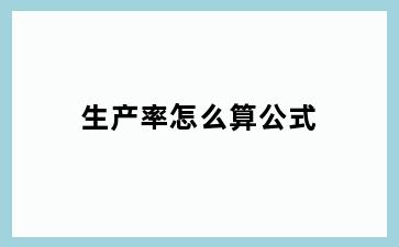 生产率怎么算公式