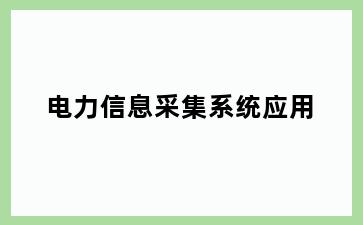 电力信息采集系统应用