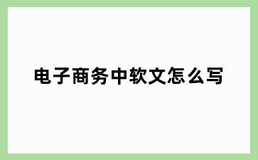 电子商务中软文怎么写