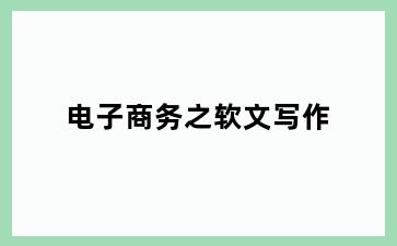 电子商务之软文写作