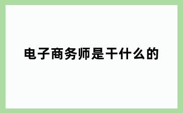 电子商务师是干什么的