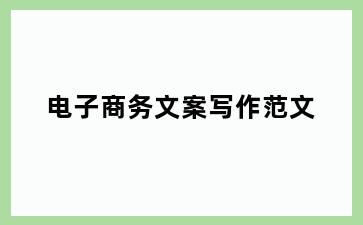 电子商务文案写作范文