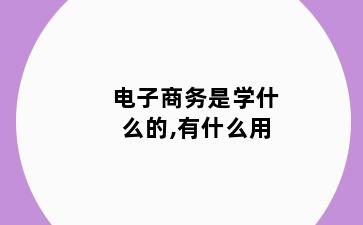 电子商务是学什么的,有什么用