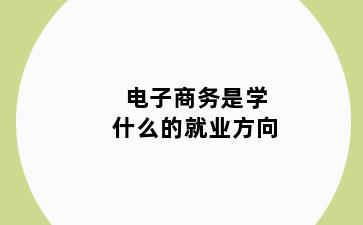电子商务是学什么的就业方向