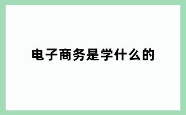 电子商务是学什么的