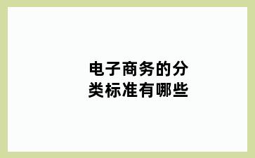 电子商务的分类标准有哪些