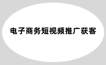 电子商务短视频推广获客
