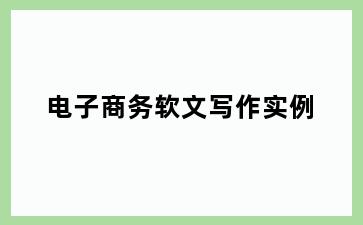 电子商务软文写作实例