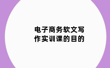 电子商务软文写作实训课的目的