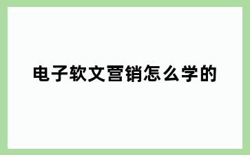 电子软文营销怎么学的