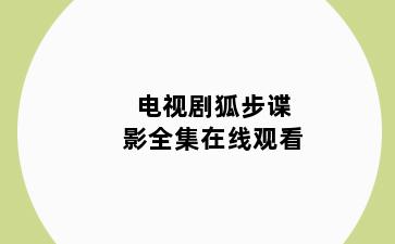 电视剧狐步谍影全集在线观看