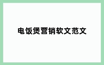 电饭煲营销软文范文