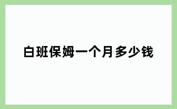 白班保姆一个月多少钱