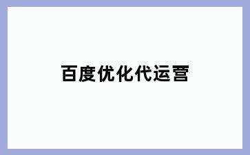 百度优化代运营
