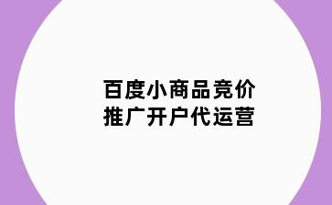 百度小商品竞价推广开户代运营