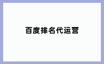 百度排名代运营