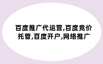 百度推广代运营,百度竞价托管,百度开户,网络推广