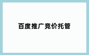 百度推广竞价托管