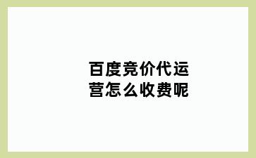 百度竞价代运营怎么收费呢