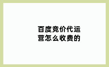 百度竞价代运营怎么收费的