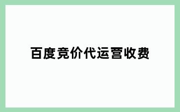 百度竞价代运营收费