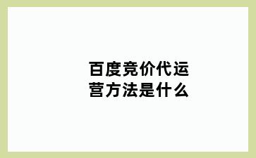 百度竞价代运营方法是什么