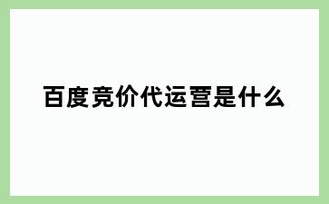 百度竞价代运营是什么