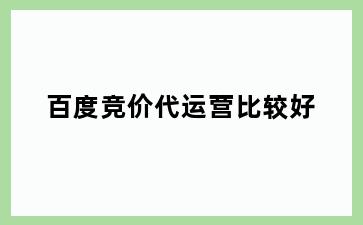 百度竞价代运营比较好
