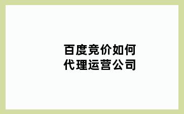 百度竞价如何代理运营公司