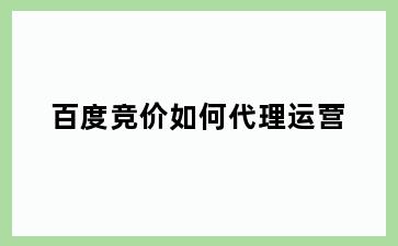 百度竞价如何代理运营