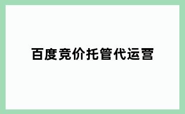 百度竞价托管代运营