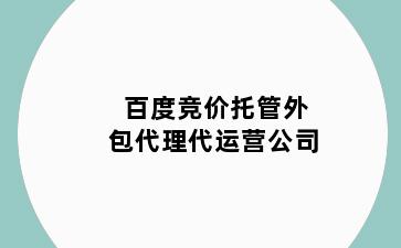 百度竞价托管外包代理代运营公司