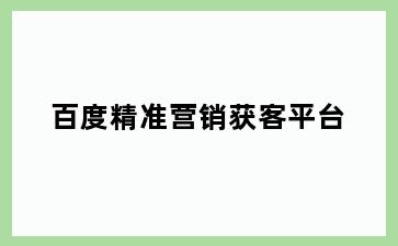 百度精准营销获客平台