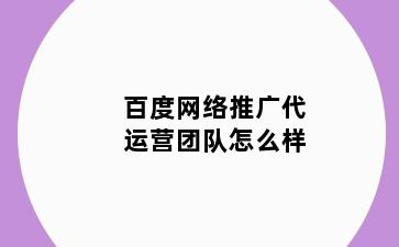 百度网络推广代运营团队怎么样