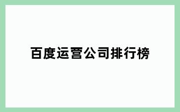 百度运营公司排行榜