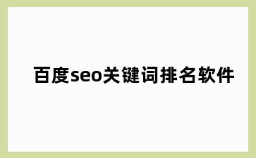 百度seo关键词排名软件