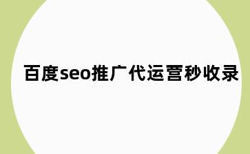 百度seo推广代运营秒收录