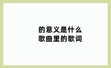 的意义是什么歌曲里的歌词