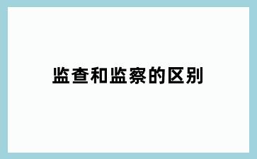 监查和监察的区别