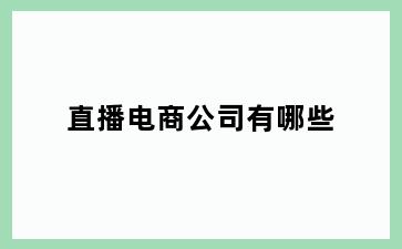 直播电商公司有哪些