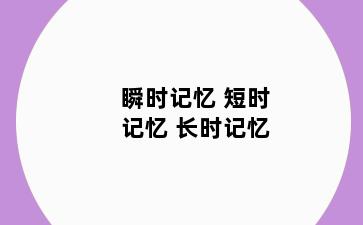 瞬时记忆 短时记忆 长时记忆