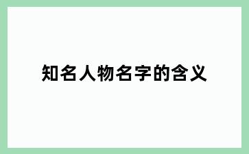 知名人物名字的含义
