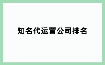 知名代运营公司排名